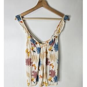 Lucky Brand Pima Cotton Butterfly Summer Ruffles Top Shirt Size S